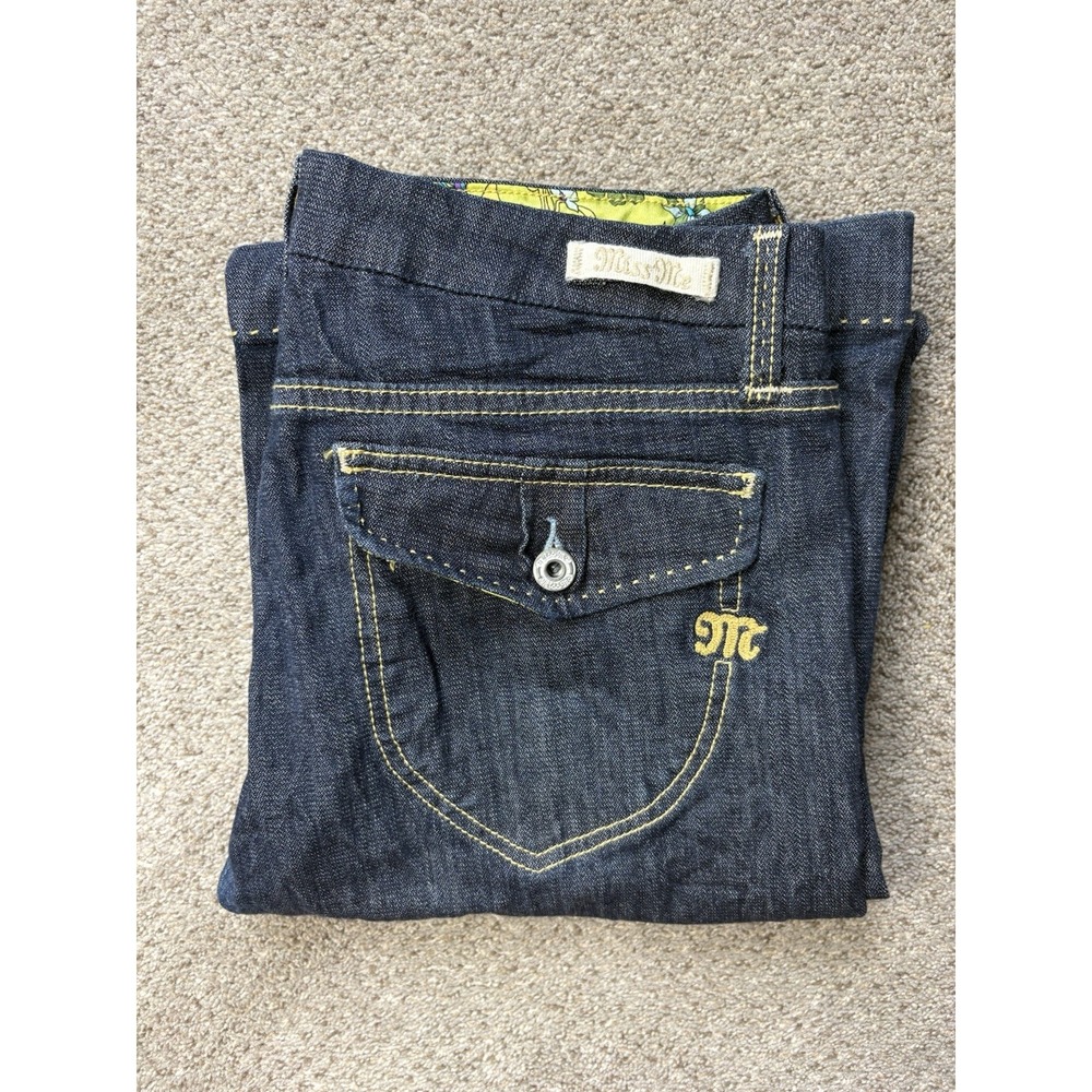 Miss Me Geneva Y2K Bootcut Flare Wide Jeans Womens 31 Dark Wash Low Rise Stretch